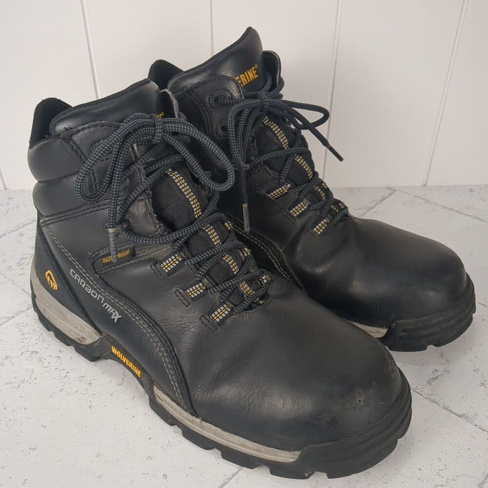 Wolverine Men Overpass CarbonMAX 6" Black Safety Toe Boot Work Shoes Size 8.5 EW